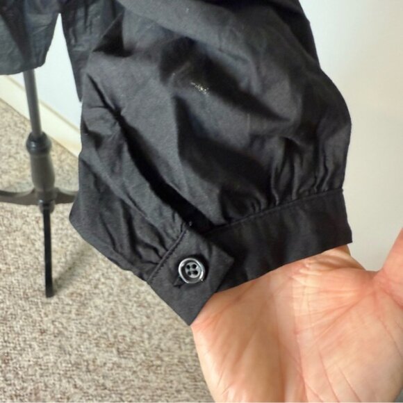 MADISON THE LABEL Black Button Down Blouse Top Long Sleeve Oversized Puffy Baggy - Picture 7 of 13